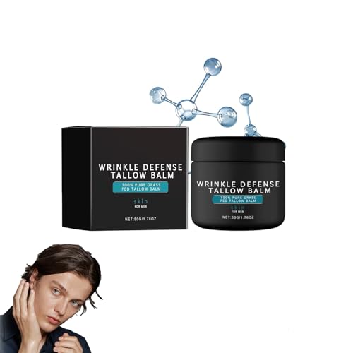 Wrinkle Defense Tallow Balm, Beef Tallow Hautpflege für Männer, Moisturizer Face Oily Skin, Natural Anti Aging Gesichtscreme, Anti-Wrinkle Night Cream (1)