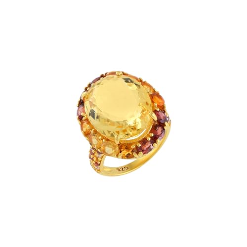 Bague grenat citrine topaze blanche facettes bijoux design femme taille 66