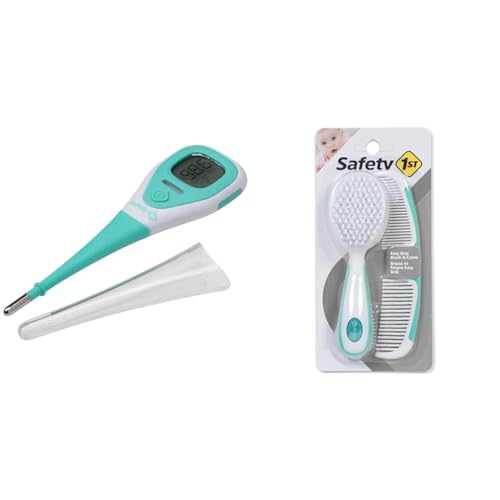 Safety 1st Rapid Read 3-in-1 Thermometer, Aqua, One Size & Easy Grip Brush and Comb, Colors May Vary