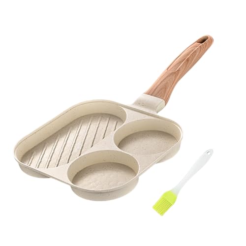 CAZSTYK Sartenes multifuncionales antiadherentes para huevos de 3 secciones para desayuno, sartenes, tortillas, antiadherentes