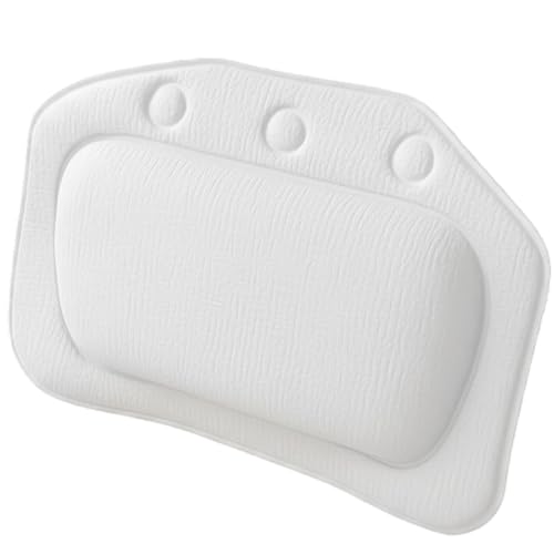 Bath Pillow for Bathtub, Waterproof Bath Cushion for Head and Neck Support, Soft White PVC Bath Pillows with Strong Suction Cups, Relaxing Bath Accessories for Adults, Spa Experience at Home