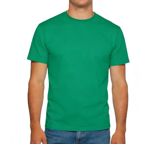 FamilyBlisst Men Crewneck Short Sleeve T-Shirt Solid Color Green Size XX-Large