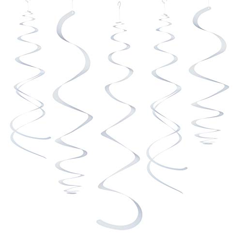 White Party Hanging Swirl Decorations Plastic Streamer for Ceiling, Pack of 28 - //coolthings.us