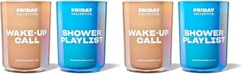 Friday Collective Candle Set, 4 Pack, 8 oz, Blue & Cream