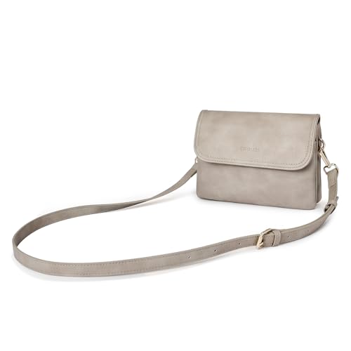 CHOLISS Bolsas pequenas transversais femininas de couro para telefone, A3 - cinza retrô, Small