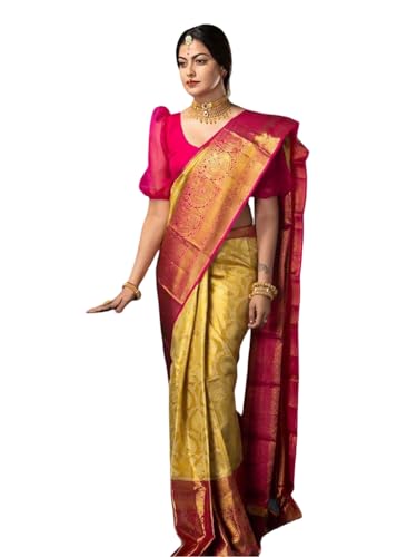 Sari Banarasi tejido Zari magenta para conectar con la magia oriental