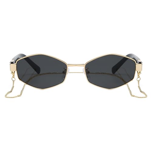 bullabulling Trendy Hexagon Sunglasses for Women Retro Gold Metal Geometric Frame Sun Glasses Shades