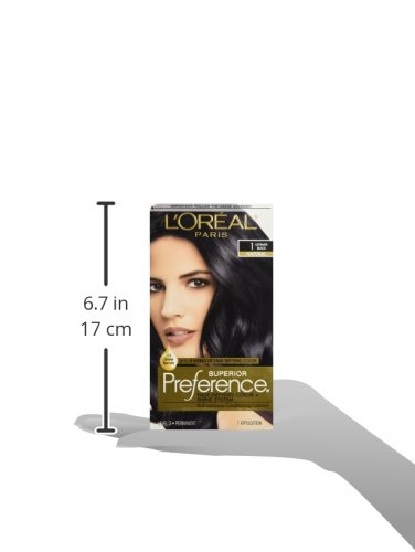 L'Oreal Paris Superior Preference Fade-Defying + Shine Permanent Hair Color, 1.0 Ultimate Black, Pack of 1, Hair Dye