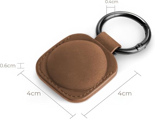 Image of Leather Case Keychain - Protective Holder Compatible with Apple AirTag 1 & 2 for Keys, Pet Collars, Bags & Luggage - Scratch-Resistant, Soft Touch, Secure Ring | Brown