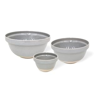 Casafina Ceramic Stoneware Set of 3 Mixing Bowls – Fattoria Collection, Grey | Microwave & Dishwasher Safe Bakeware | Food Safe Glazing | Restaurant Quality Serveware