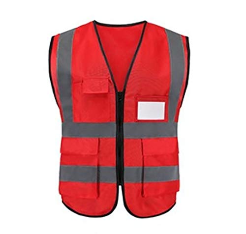 Cicilin High Visibility Safety Vests Hi Vis Vests with Reflective Stripes Night Work Reflective Vest Ideal for Adult (Universal Size) Red
