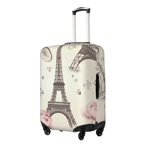 Travel Luggage Cover for Suitcase Tsa Approved, Washable Elastic Suitcase Protector, The Eiffel Tower and a Bicycle Suitcase Cover Anti-scratch Baggage Cover Fits 22-24 Inch Luggage Sleeve Small2