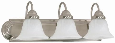 Nuvo 60/321 Three Wall-Vanity Light Fixture, 3, Brushed Nickel/Alabaster Glass