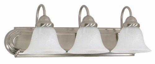 Nuvo 60/321 Three Wall-Vanity Light Fixture, 3, Brushed Nickel/Alabaster Glass #TOP26