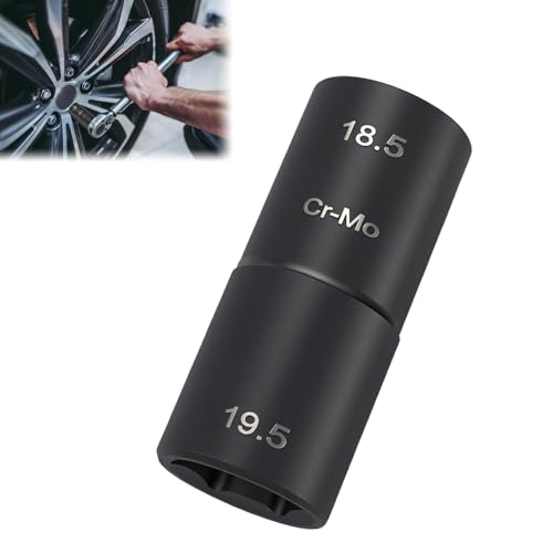 Douille à choc à double extrémité 1,27 cm, douille d'écrou de roue de 18,5 mm et 19,5 mm, outil de clé à choc 1/2", 6 points, clé à écrou de roue CR-MO, douilles à écrou de roue compatible avec Ford