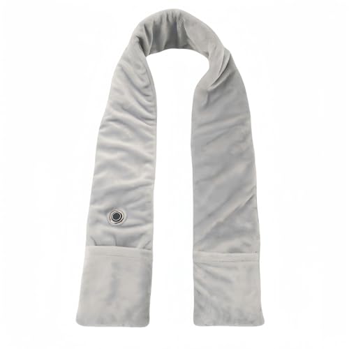 USB Heated Scarf with Pockets - Machine Washable Grey Heating Pad for Neck & Hand Warming - Portable Hand Warmer with Soft Skin-Friendly Materials - Three Temperature Levels -  Hozme, HZM03001US