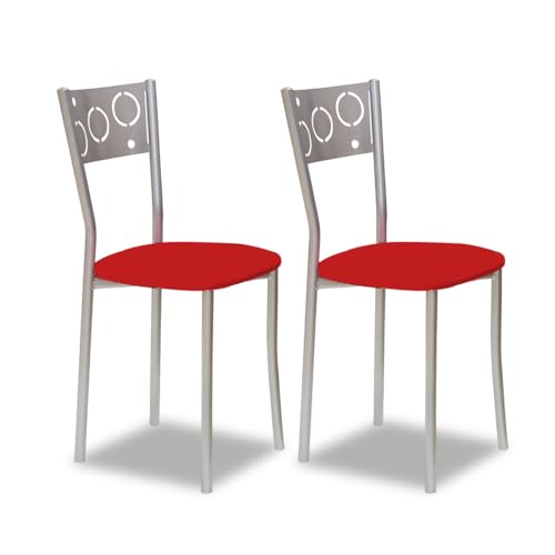 ASTIMESA SCPRRO Dos sillas de Cocina, Metal, Rojo, Altura de Asiento 45 cms