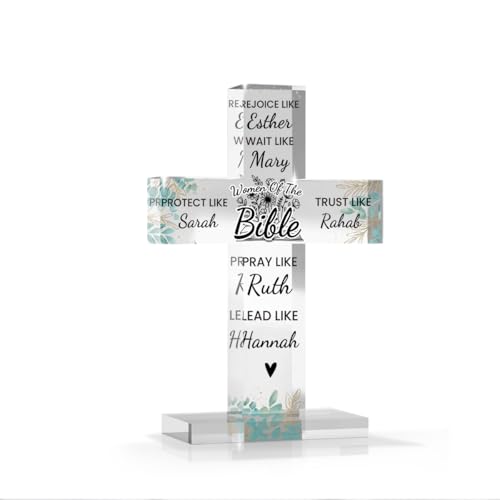 Inspirational Religious Bible Verses Cross Decor Gifts for Men Women Bible Verses Acrylic Decor Thank You Appreciation Gifts Signs Catholic Bible Verses for Office Desk Home Decor 3.5x5 Inches