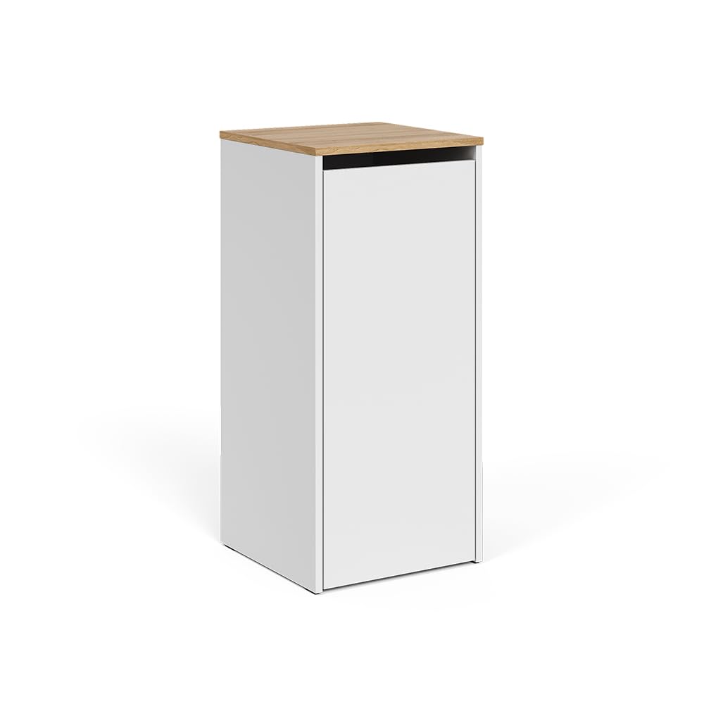 Vicco Mueble de baño Viktor, Blanco/​Artesano, 40.2 x 88.2 cm con cesto para la Ropa, con Cesta de Ropa integrada para un Almacenamiento Discreto
