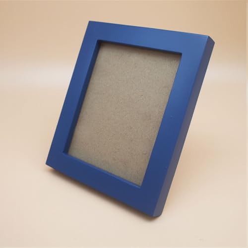 Image of 4x5 Picture Frames Blue Solid Wood Frame, Plastic Panel (Film Needs to be Removed) Table or Wall.Front Window Opening 3.8x4.8 inch.