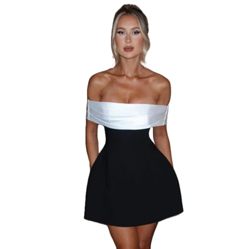 AIBEARTY Women's Elegant Big Bow Off Shoulder Mini Dress Sexy Strapless Backless Party Cocktail Evening Wedding Dresses2