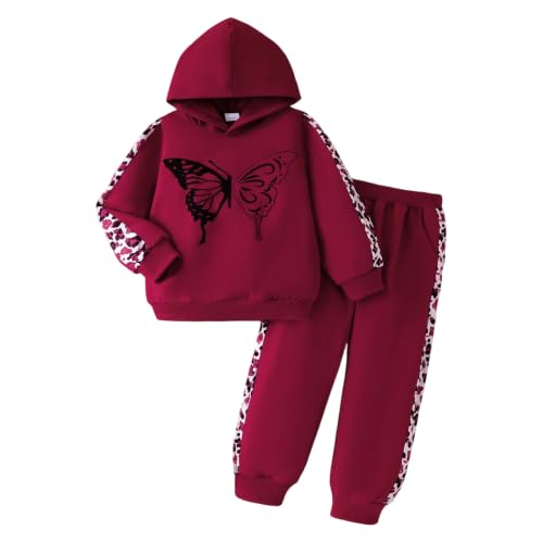Image of Girls Clothes Fall Winter Toddler Outfits Leopard-print Hoodie Sweatshirt + Sweatpants 2 Piece Set 4-12 Years