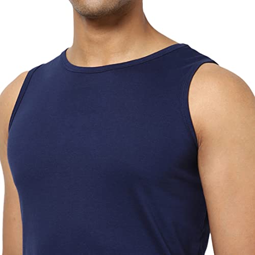 Image of Bewakoof Men's Solid 100% Cotton Vest - Regular Fit, Round Neck, Sleeveless