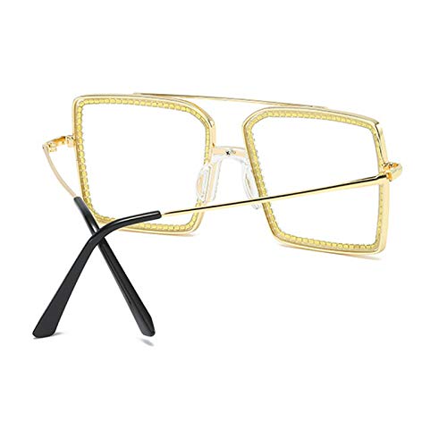 Image of willochra Fashion Diamond Set clear lens Sun Glasses Women's Square Man-made Diamond Handmade Sun Glasses uv400