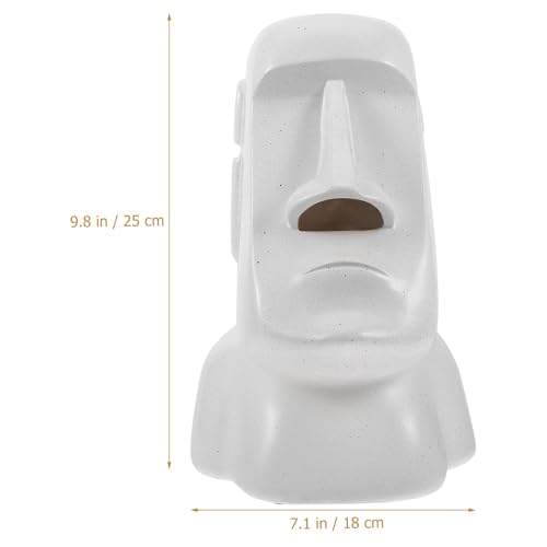 Boîte à mouchoirs Moai en résine design blanc de salon