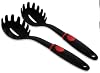Servidor de pasta de nylon, paquete de 2 – Cuchara para espagueti resistente al calor con mango ergonómico, tenedor para servir fideos seguro para antiadherente, para espagueti, linguini, fettuccine, herramienta de cocina, negro 2