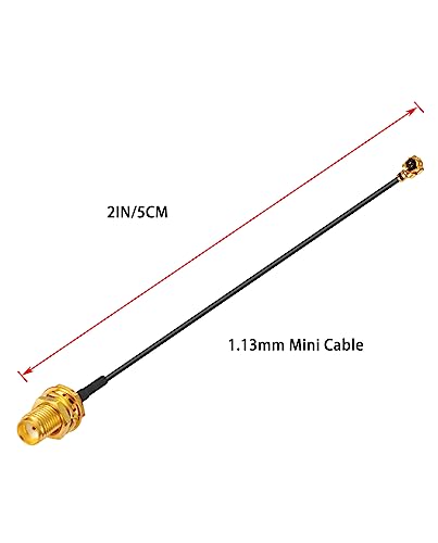 Vecys 2PCS U.F.L1 to SMA Female Low Loss Coaxial Cable 2" /5CM U.F.L1 1.13mm Mini-Coaxial Pigtail Cable for Wireless Routers Mini PCIE Network Cards PCI Wi-Fi WAN Repeater - Image 2