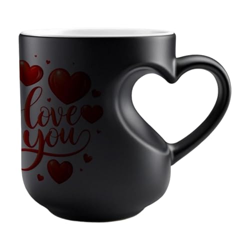 Imagen de Genérico Tazas De Café Que Varían Con El Calor 325 ml de Cerámica con Asa de Corazón Taza Termosensible
