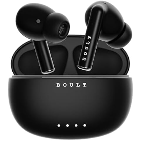 Boult Audio W20 Truly Wireless in Ear Earbuds with 35H Playtime, Zen™ ENC Mic, 45ms Low Latency, 13mm Bass Drivers, Type-C Fast Charging, Made in India, Touch Controls, IPX5 ear buds TWS (Space Black)