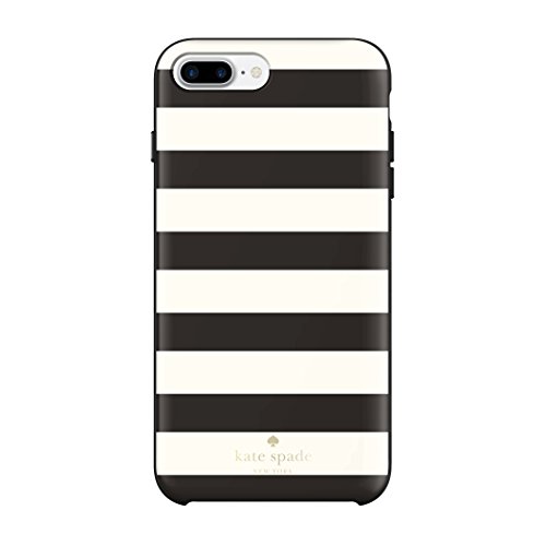 kate spade new york Protective Hardshell iPhone 7 Plus Case, Also Compatible with iPhone 6 Plus, 6s Plus - Candy Stripe Cream/Black