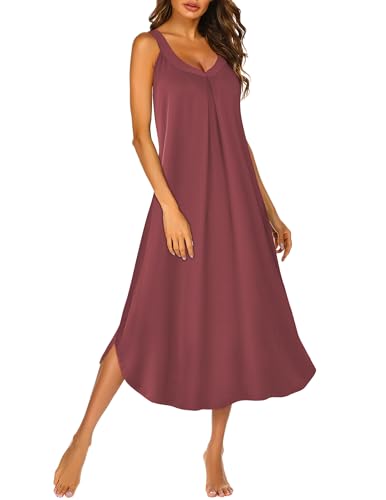 Image of Ekouaer Womens Sleeveless Nightgown Full Slip Nightshirt Long Nightwear Full Length Loungewear Tank Nightdress S-2XL