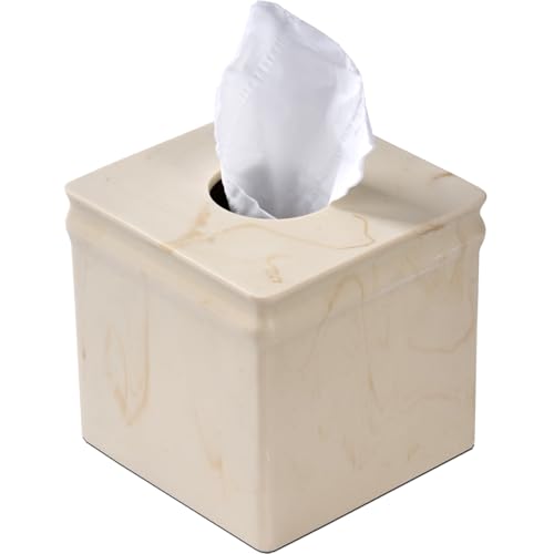 Yellow Marble Tissue Box Cover Retro Square for Bathroom Conutertop,Tissue Box Holder for Bedroom Night Stand,Tabletop,Vanity Desk,Office, Decorative Facil Cube Tissue Box Cover by Polytree - Used condition - US$21.37
