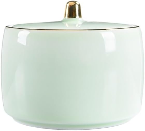 SONGCHAO Sugar Jar Ceramic Tea Cans Small Storage Wide Mouth Scented Black Dry Goods Sealed Tea Canister(C)