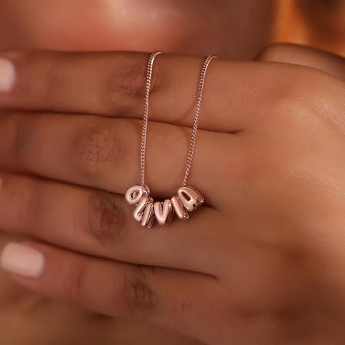 14K Gold-plated Custom Women's Bubble Name Necklace - Personalized Name Bubble Letter Necklace for Women - Stylish Gift for Her4