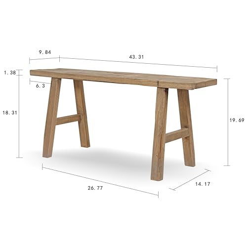 Image of Artissance 43-Inch Elmwood Bench, Natural Wood Rectangular Rustic Bench for Entryway, Hallway, Living Room, and Dining Room
