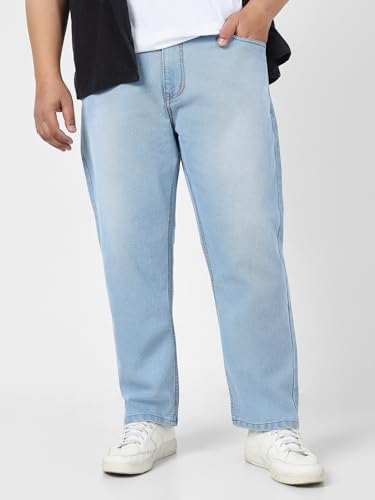 Image of Urbano Plus Men's Straight Fit Mid Rise Washed Jeans Stretchable