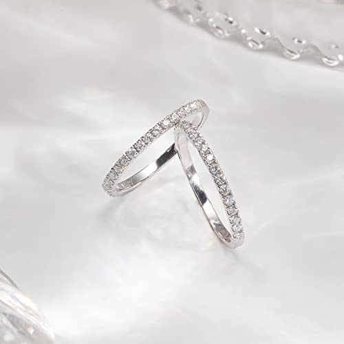 Jkoykoy Moissanite Wedding Band For Women,0.3Ct-1.8Mm White Gold Plated Sterling Silver Rings For Women,Top Moissanite Half Eternity Bands,Stackable Anniversary Rings #TOP3