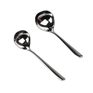 YARNOW Soeplepels Ronde Lepels Van Roestvrij Staal Mini Sauslepel Diepe Soeplepel Set Van 2