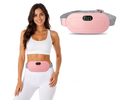 Image of Heating Pad for Period Cramps, Portable Menstrual Heating Pad - Pink | Cordless Pink heating belt with 4 heat levels, 4 massage modes & rechargeable design for period pain relief