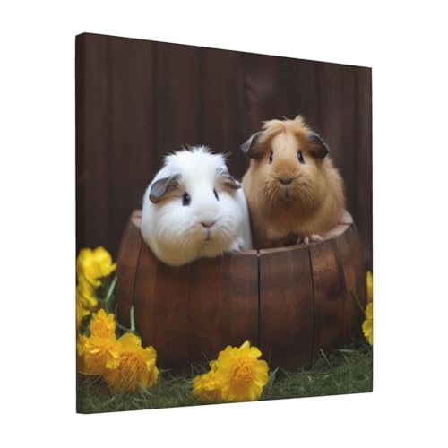 Impression sur toile de cochons d'Inde 30x30 cm sans cadre pour decoration murale