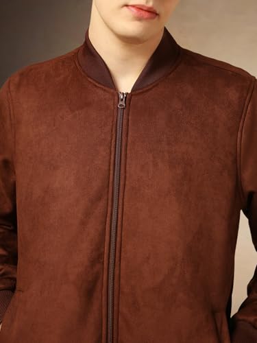 Image of Dennis Lingo Men Regular Fit Suede Fabric Full Sleeves Solid Jackets