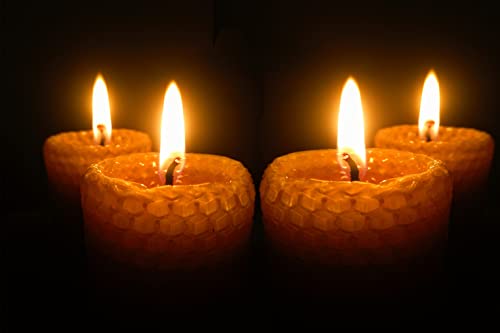 PURVI Beeswax Candle Hand Rolled Pack of 4, 35 gm X 4, BEE Happy, bee Wax Candle (Pack of 4)