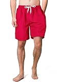 Scotamalone Mens Swim Trunks, Quick Dry Swimming Shorts 7 Inch with Mesh Lining for Swimwear, Bathing Suits Red