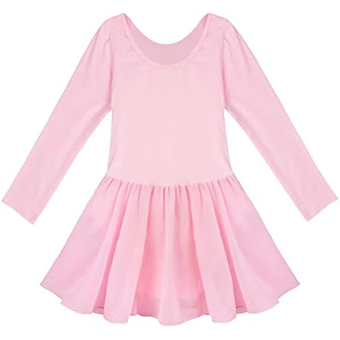 easyforever Kids Girls Long Sleeve Chiffon Ballet Dance Tutu Dress Gymnastic Skating Leotard Skirt Dancing Clothes Cover