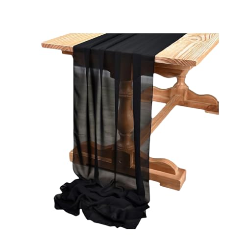 Camino para Mesa Camino De Mesa De Gasa De 30X300CM, Estilo Americano, Decoración para Mesa De Boda, Mesa De Centro, Color Negro