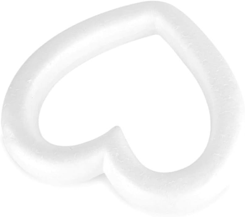 8Pcs Foam Heart Foam Wreath Forms Heart Shaped Craft Modeling Polystyrene Wreath Ring Frames for Wedding Valentines Day Projects Sculpture DIY Arts Crafts